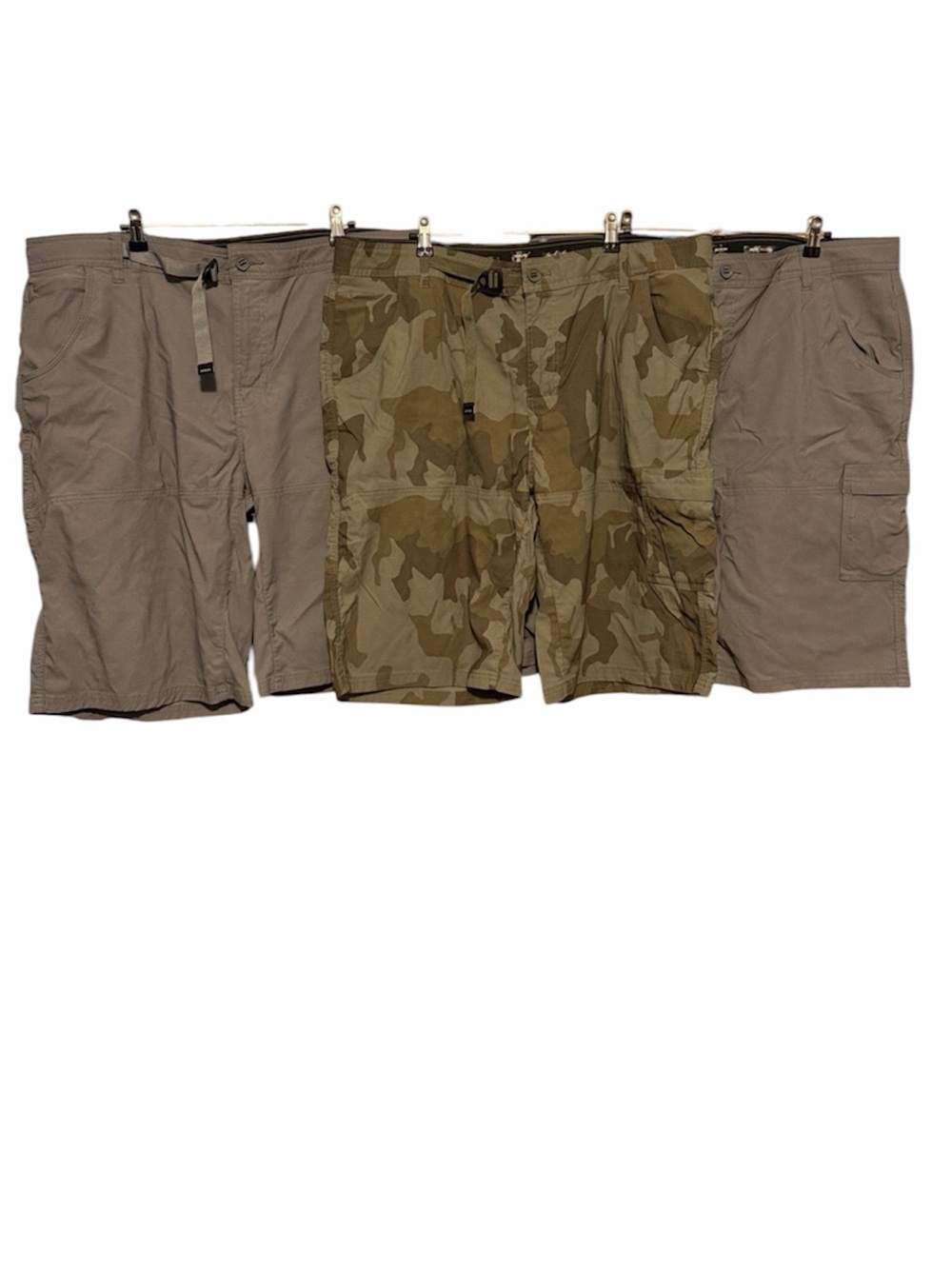 Prana Men's Cargo Shorts Trio – Olive Camo & Gray size 40 12in inseam